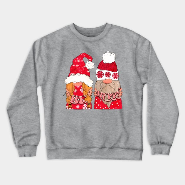 Be Merry Christmas Gnomes Crewneck Sweatshirt by Designs by Ira